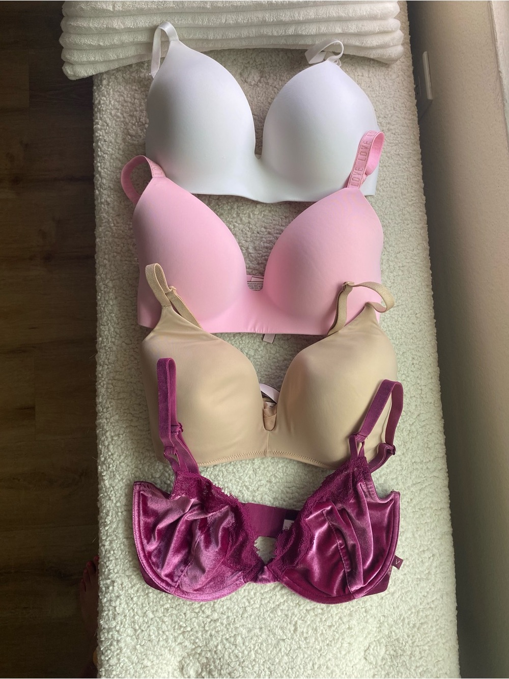 Victoria's Secret Smooth & Lace Bra Set - White, Pink, Nude, Plum